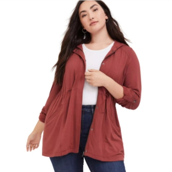 Torrid Twill Utility Anorak Jacket Hooded Women's Plus Size 2X - Picture 1 of 8